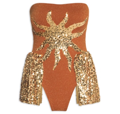 Body Feminino Alcione Tomara Que Caia - Dourado