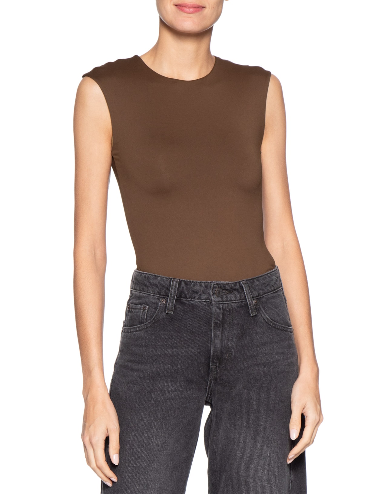 Body Feminino Básico Alça Larga Marrom Basiq