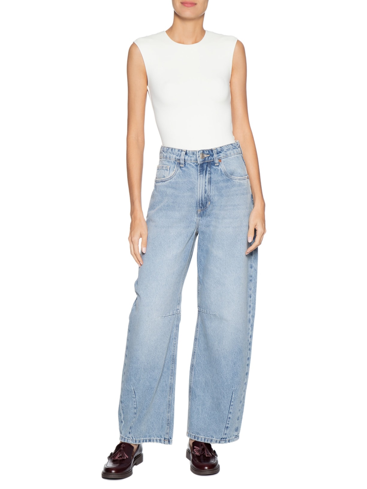 Body Feminino Básico Alça Larga Off White Basiq