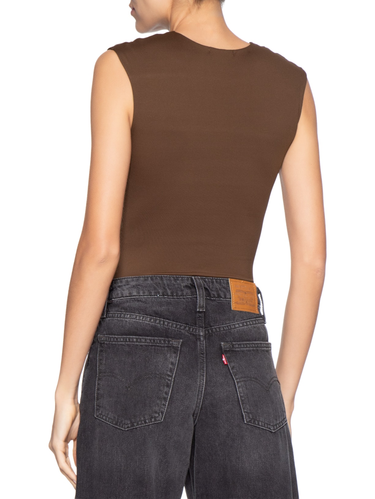 Body Feminino Básico Alça Larga – Marrom Basiq