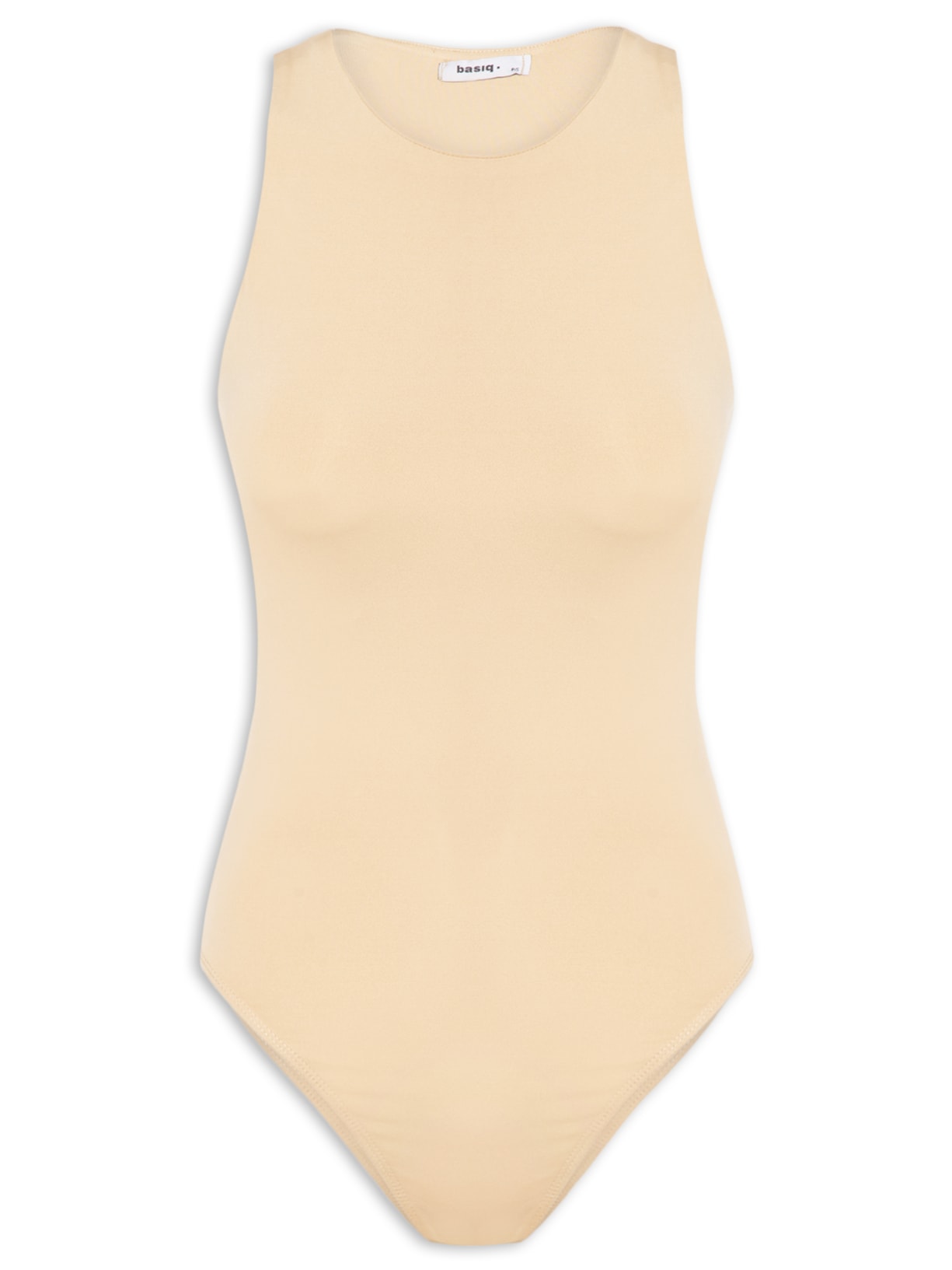 Body Feminino Básico Decote em U Bege Basiq