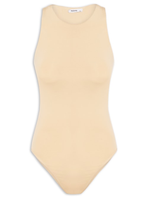 Body Feminino Básico Decote Em U - Bege