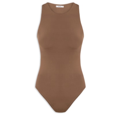 Body Feminino Básico Decote em U - Marrom