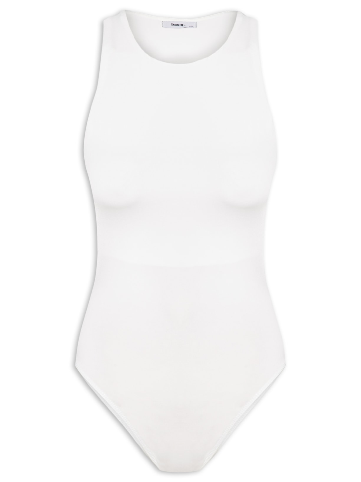 Body Feminino Básico Decote em U Off White Basiq