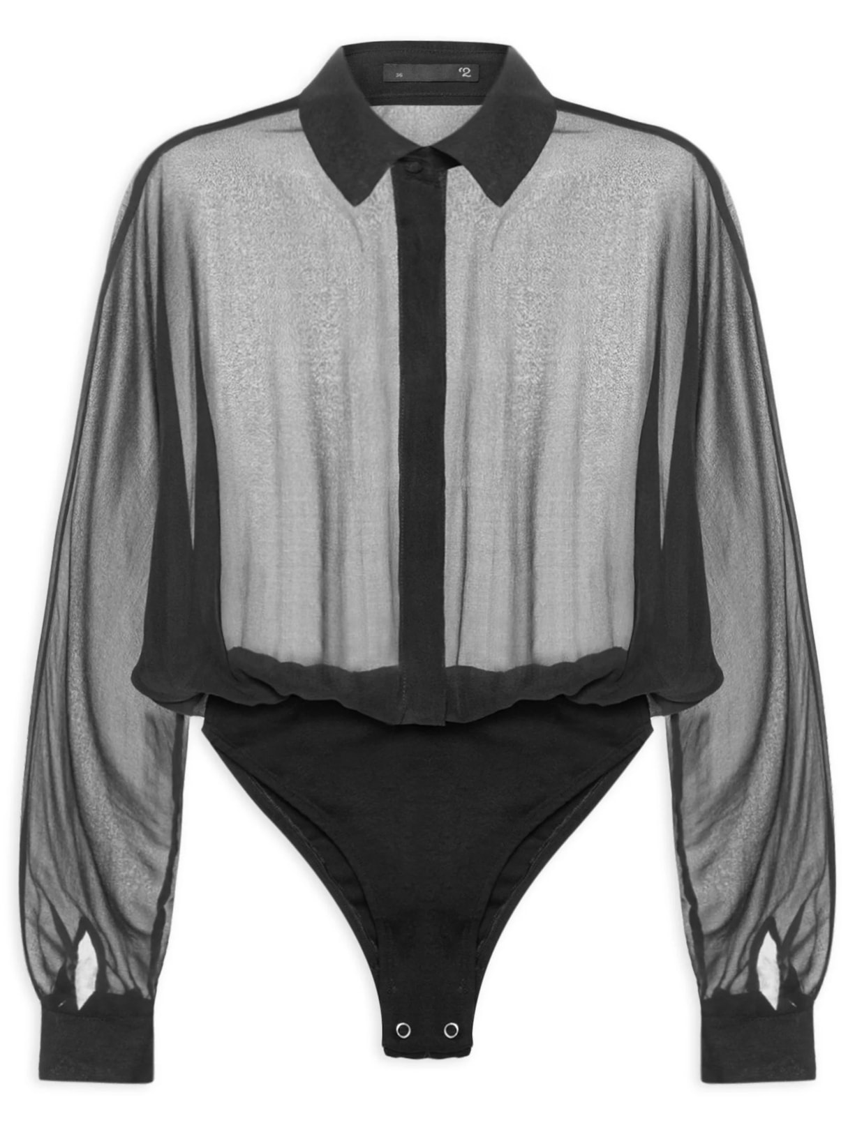 Body Feminino Camisa Com Manga Morcego Em Seda Pura Preto '2Essential
