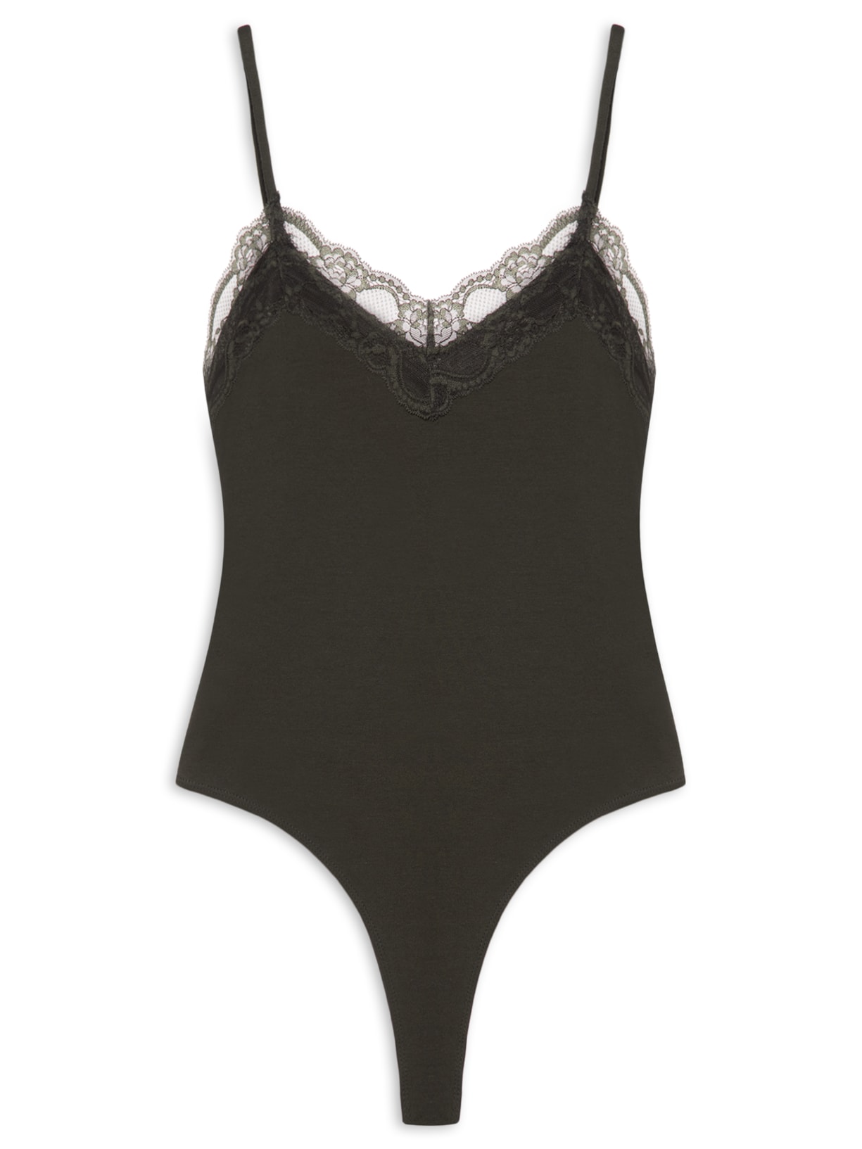 Body Feminino com Aplicação de Renda - Verde