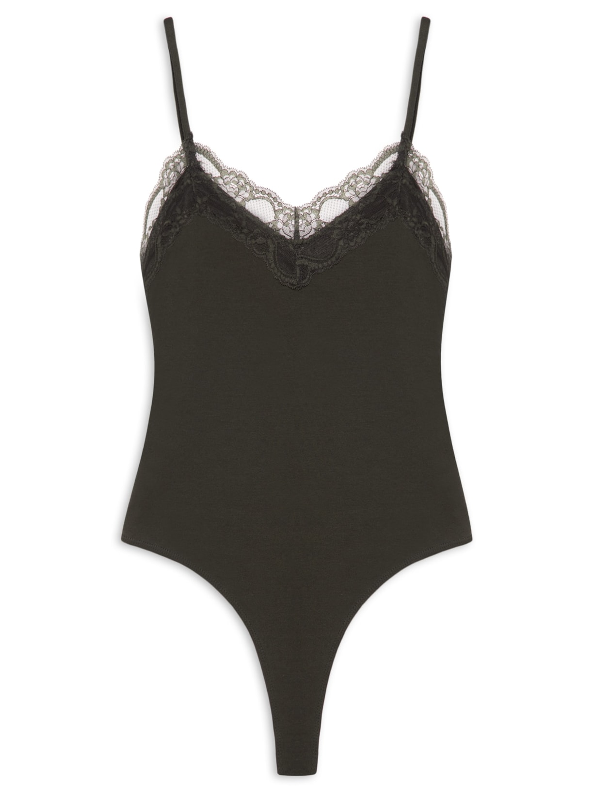 Body Feminino com Aplicação de Renda Verde Market 33