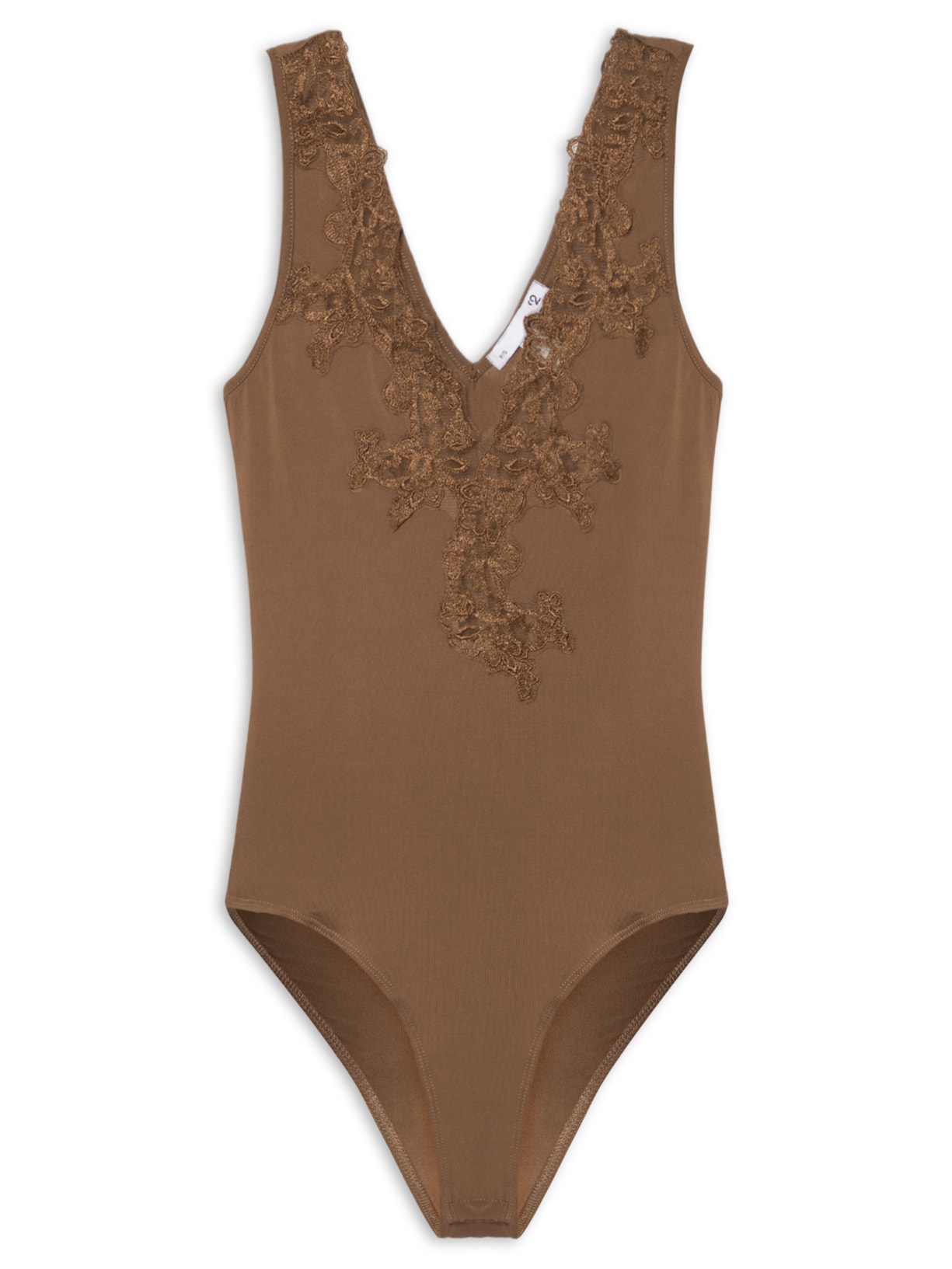 Body Feminino Com Aplicação Em Renda Marrom '2Essential