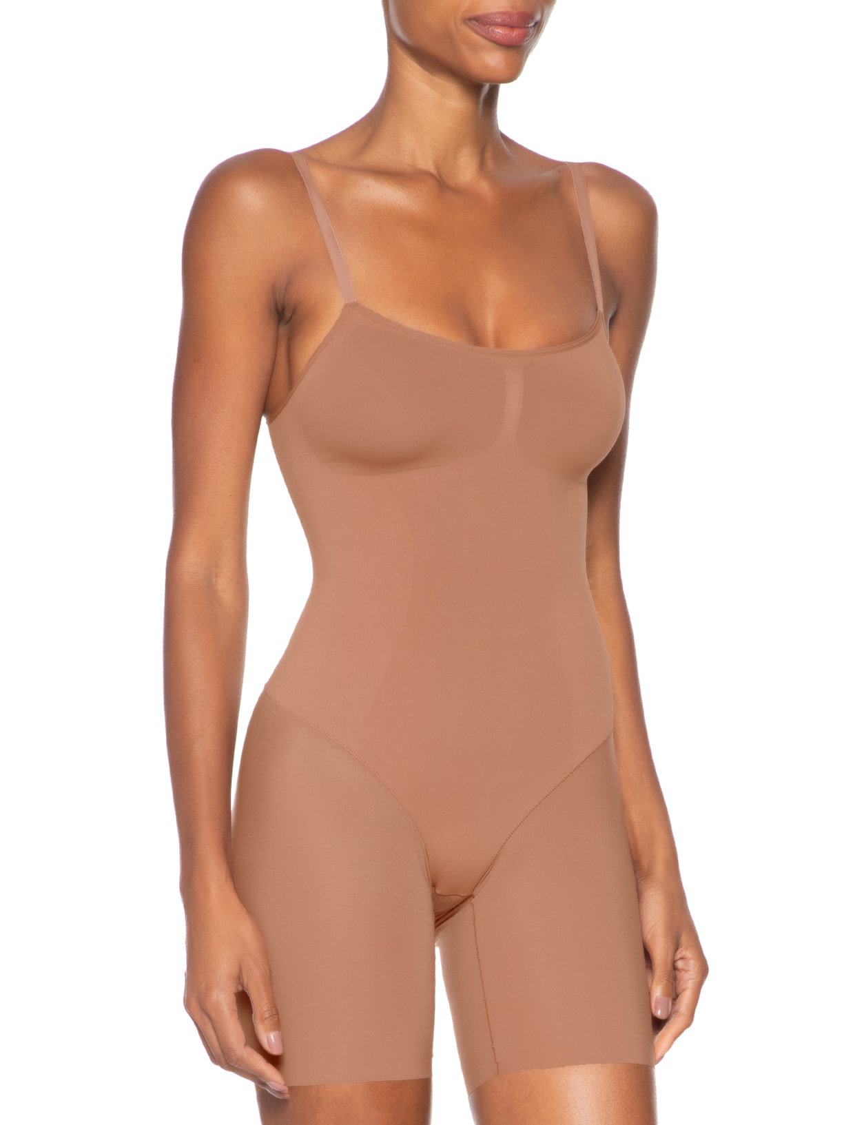 Body Feminino Com Bermuda Modelador Fit Shape Marrom Hope