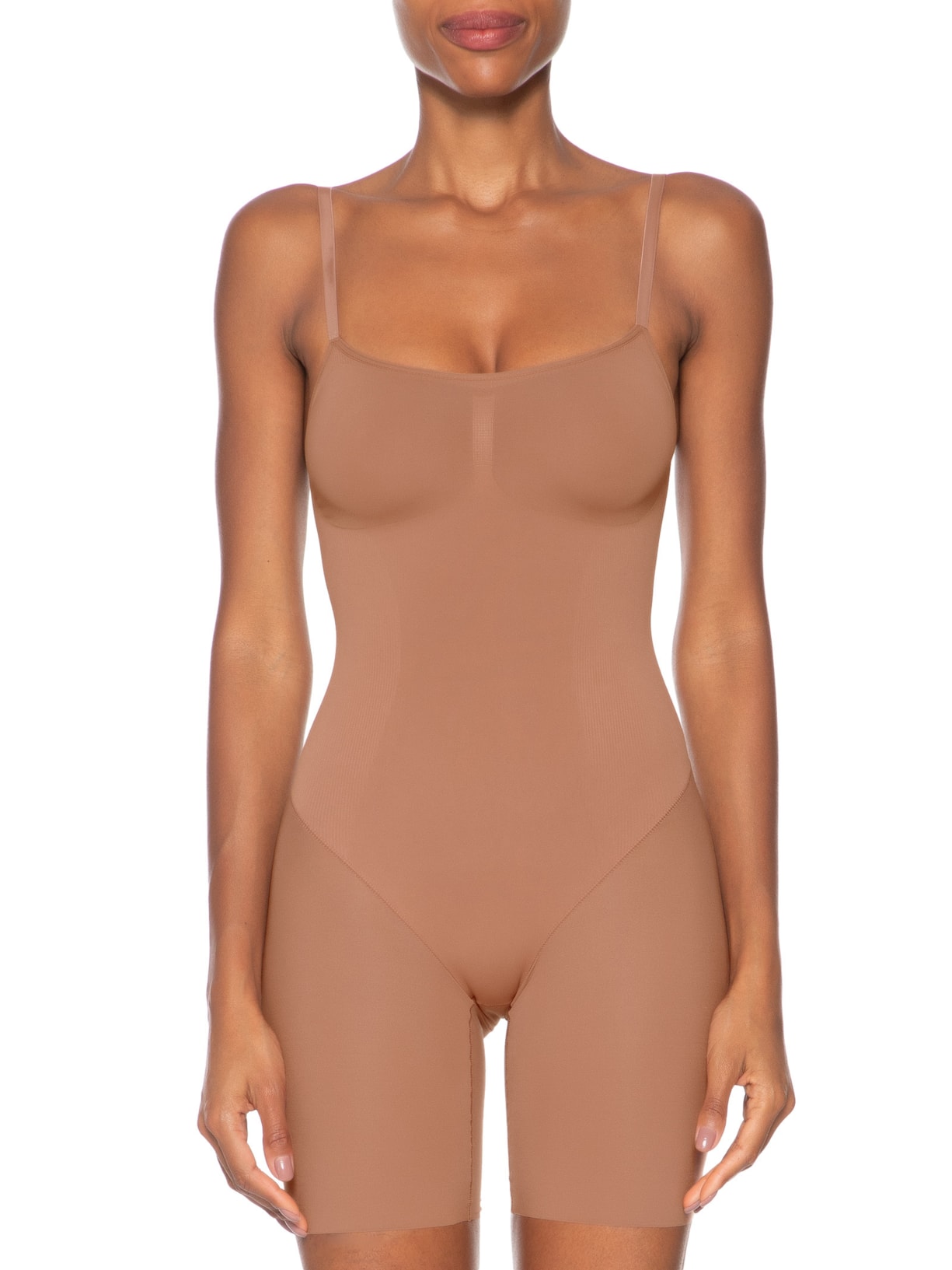 Body Feminino Com Bermuda Modelador Fit Shape Marrom Hope