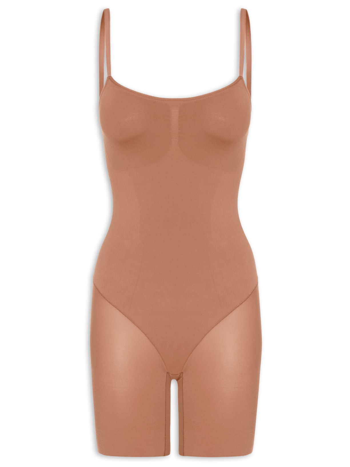Body Feminino Com Bermuda Modelador Fit Shape - Marrom
