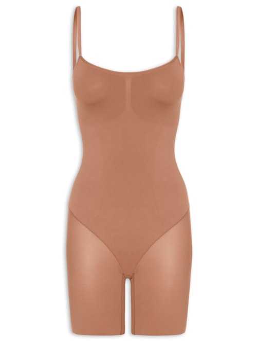 Body Feminino Com Bermuda Modelador Fit Shape - Marrom