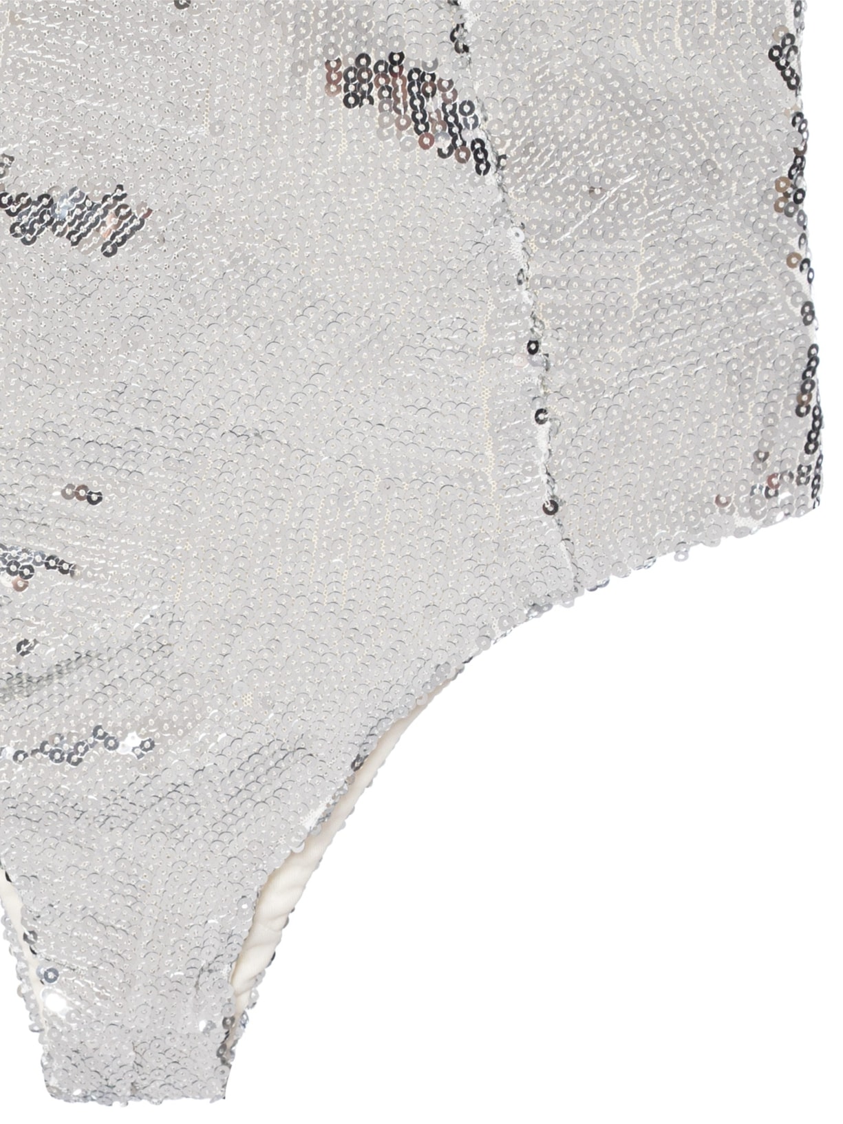 Body Feminino Com Decote Profundo Em Paetê Prateado '2Essential