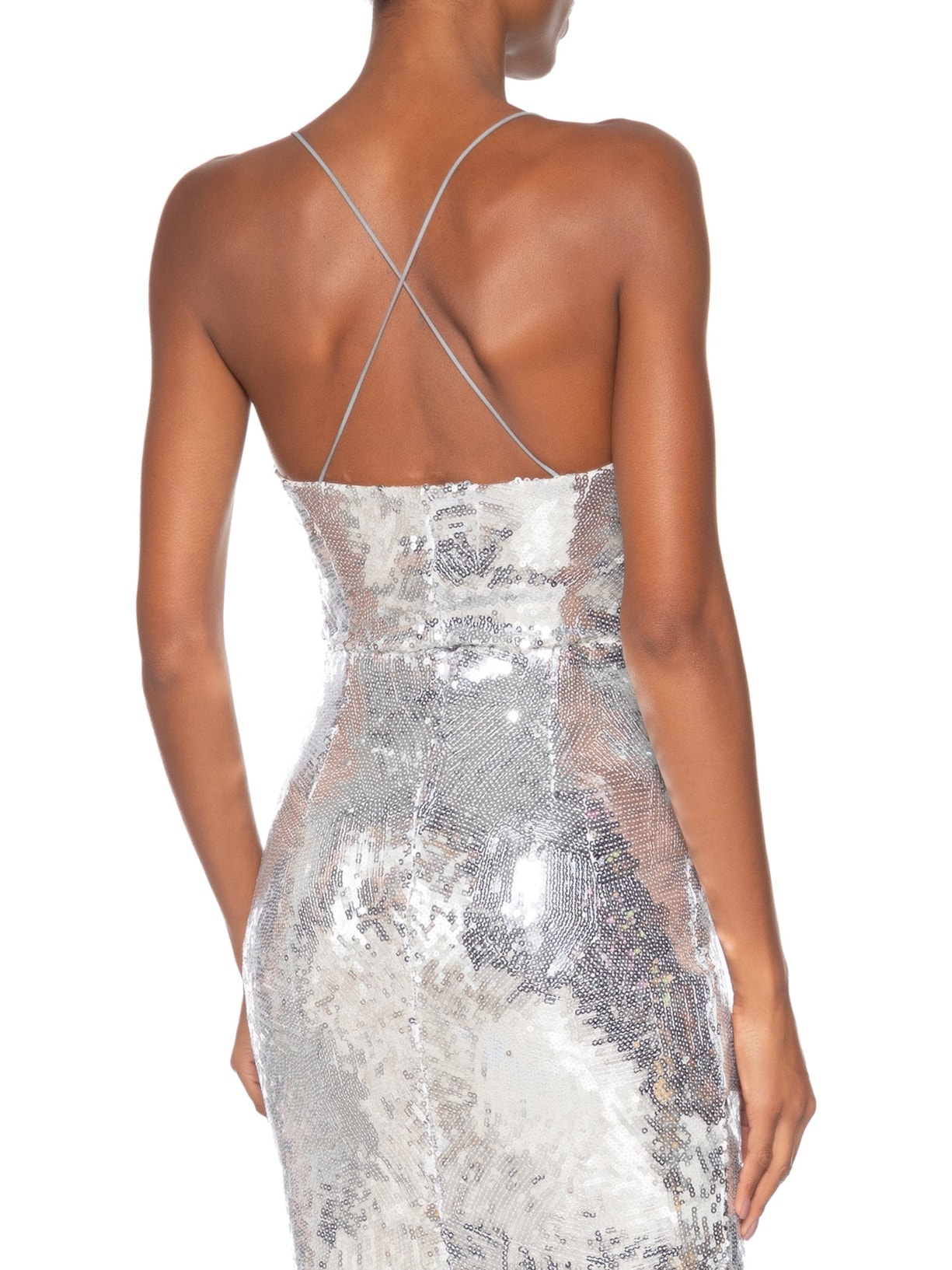 Body Feminino Com Decote Profundo Em Paetê Prateado '2Essential