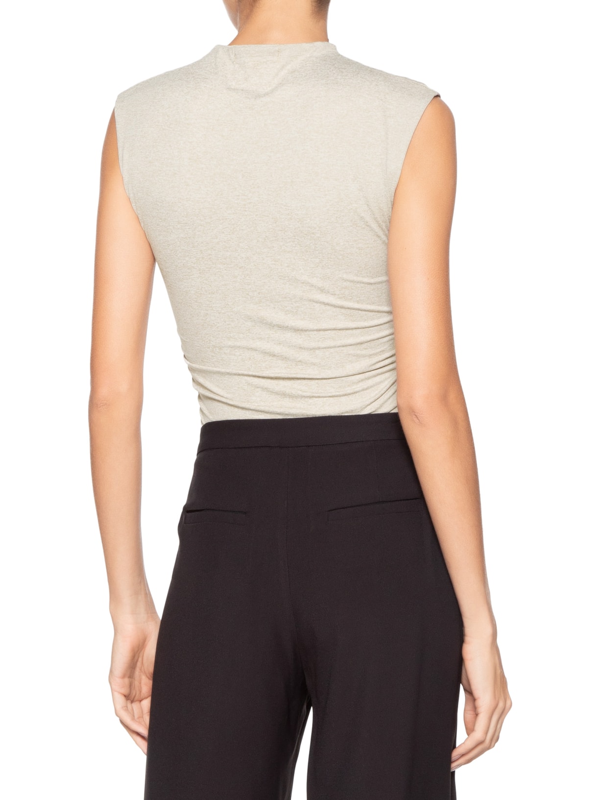 Body Feminino Com Drapeados Bege '2Essential