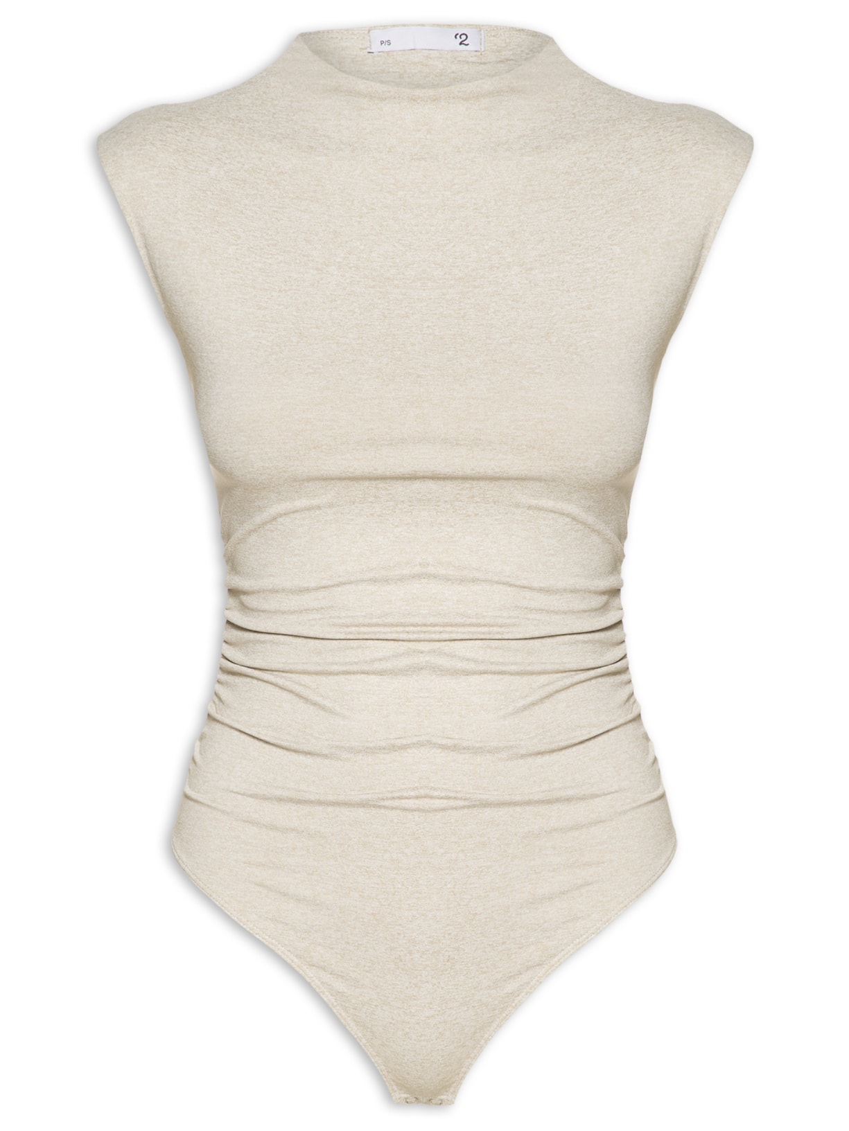 Body Feminino Com Drapeados Bege '2Essential