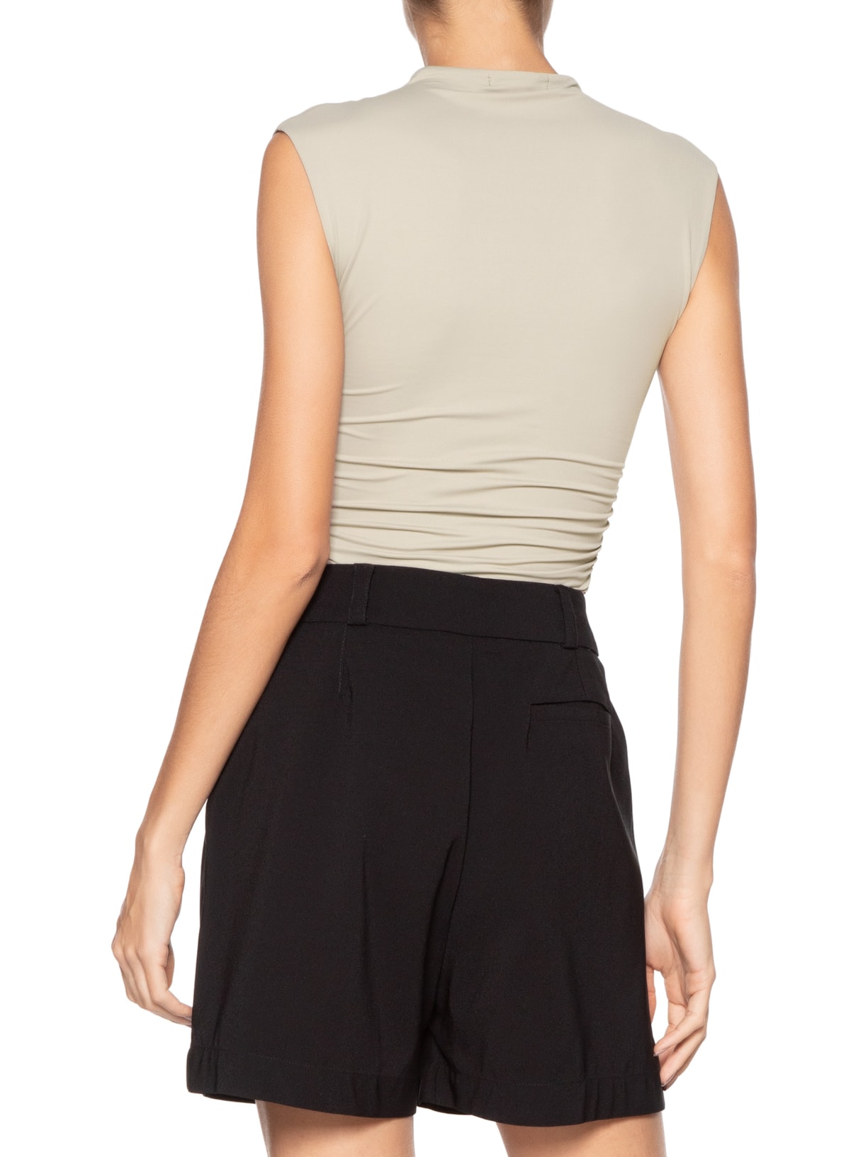 Body Feminino Com Drapeados Bege '2Essential