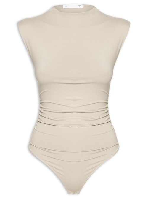 Body Feminino Com Drapeados - Bege