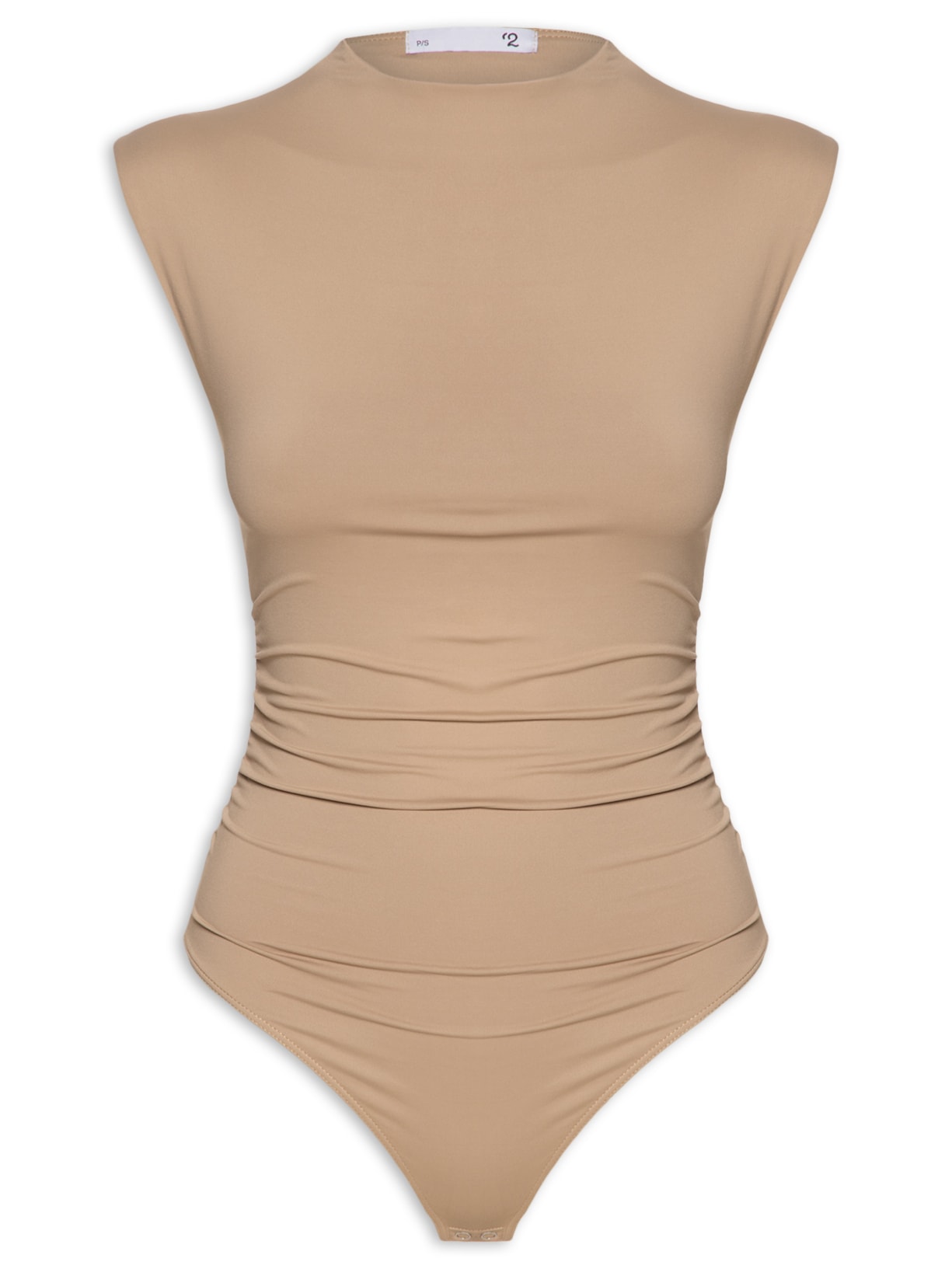 Body Feminino Com Drapeados - Bege