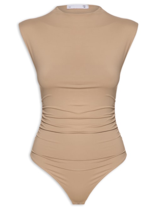 Body Feminino Com Drapeados - Bege