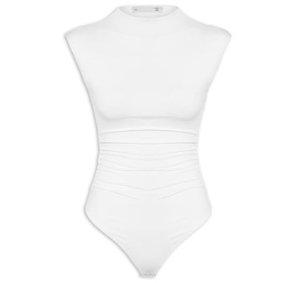 Body Feminino Com Drapeados - Branco
