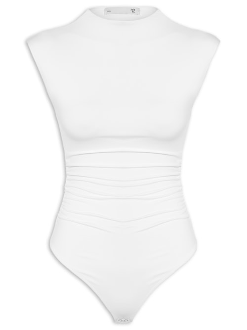 Body Feminino Com Drapeados - Branco