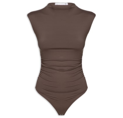 Body Feminino Com Drapeados - Marrom