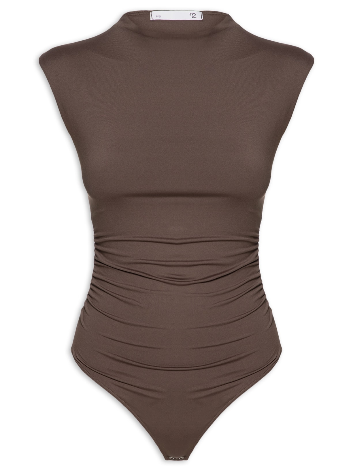 Body Feminino Com Drapeados - Marrom