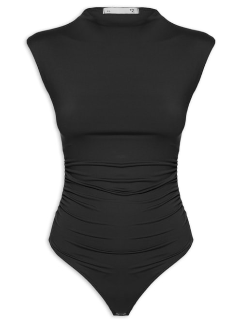 Body Feminino Com Drapeados - Preto