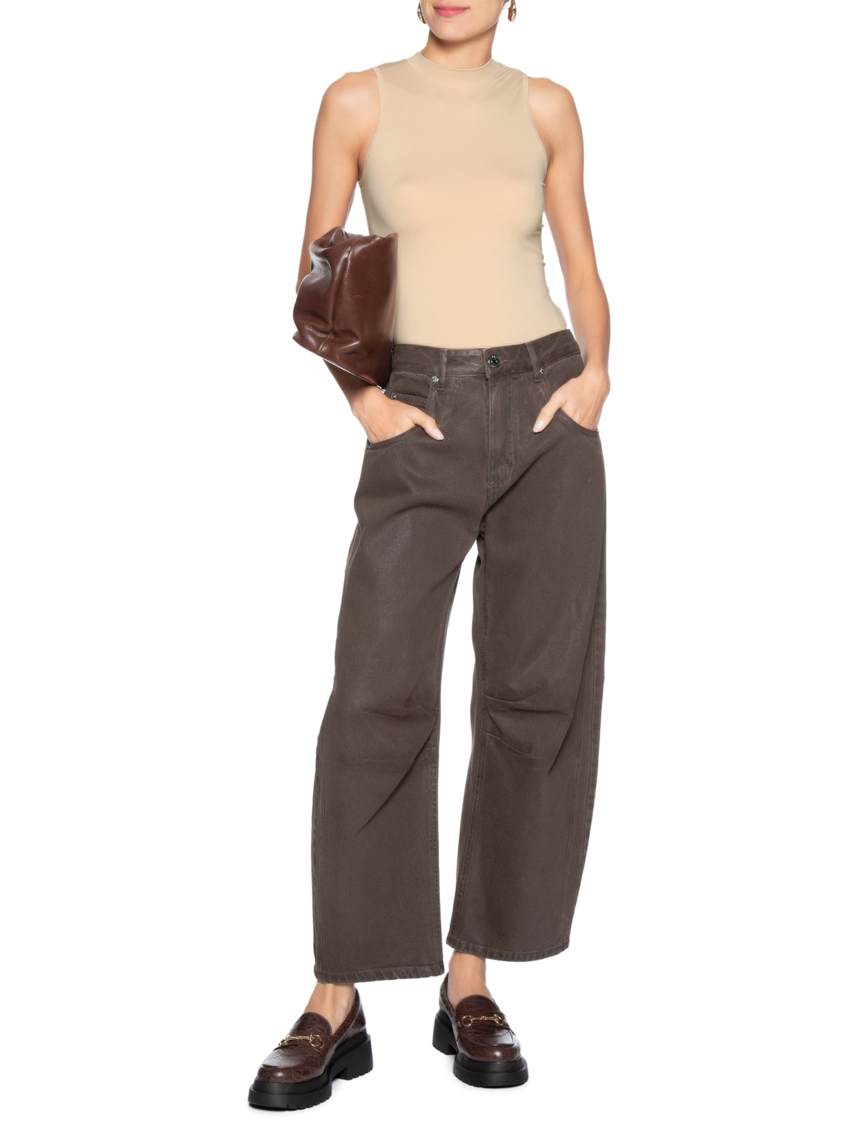 Body Feminino Comfy Em Malha Bege Basiq