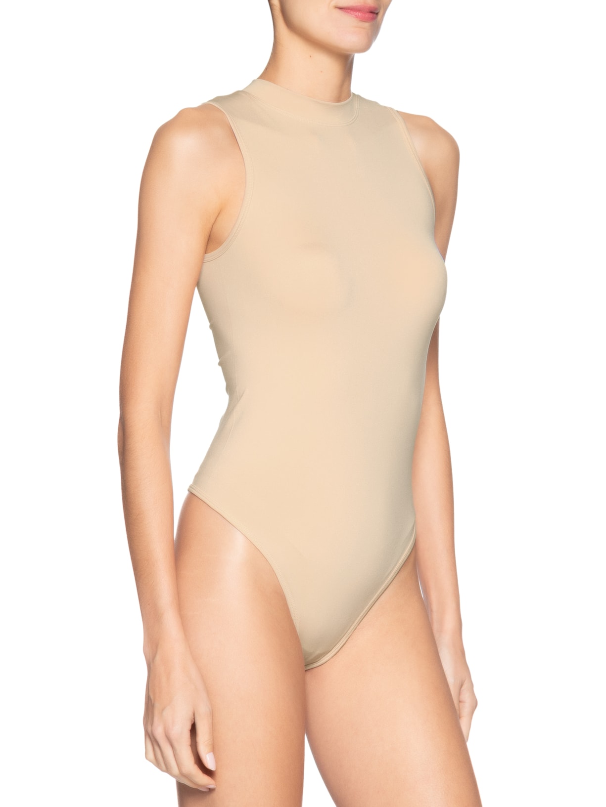 Body Feminino Comfy Em Malha Bege Basiq