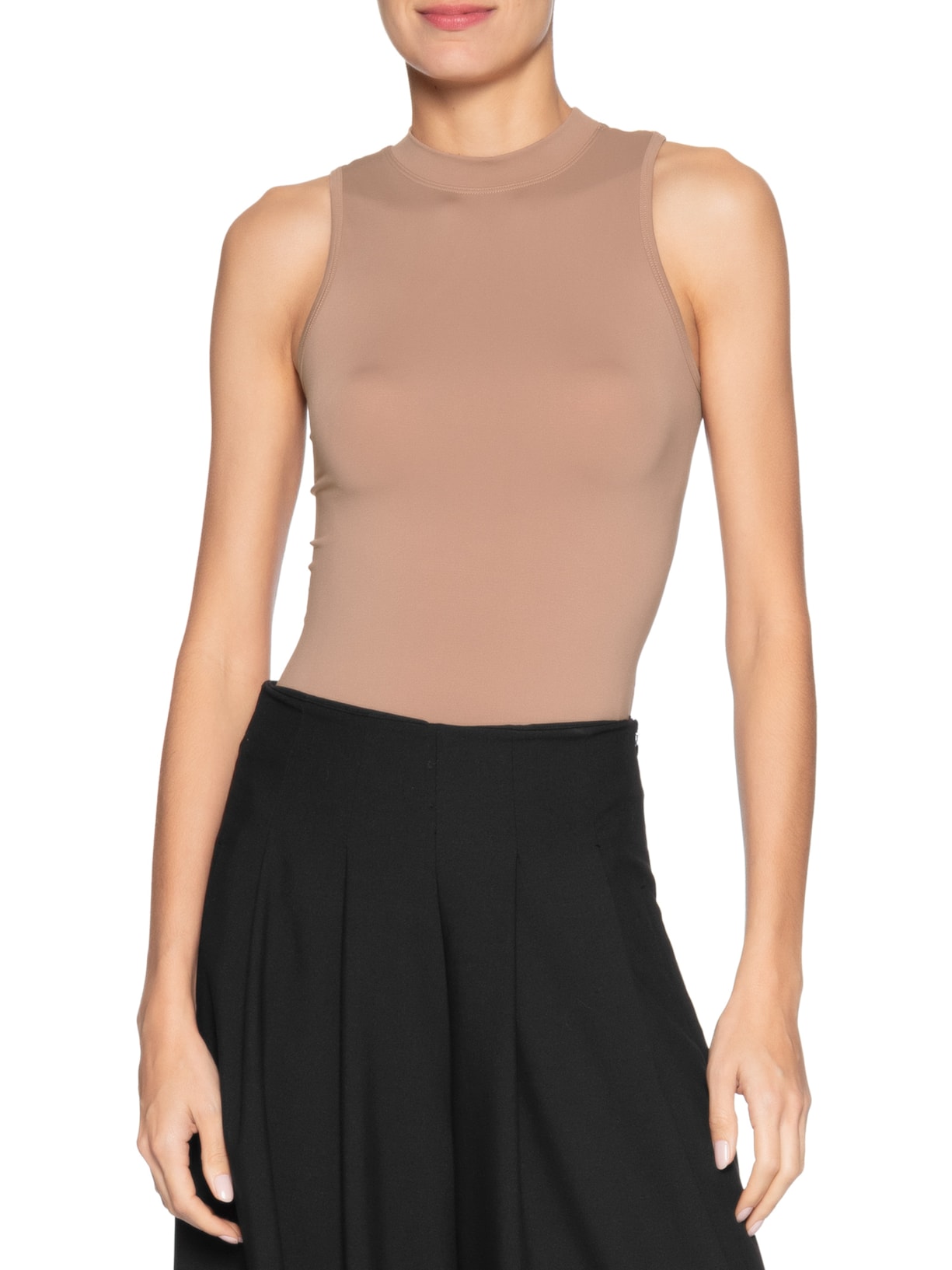 Body Feminino Comfy Em Malha Marrom Basiq