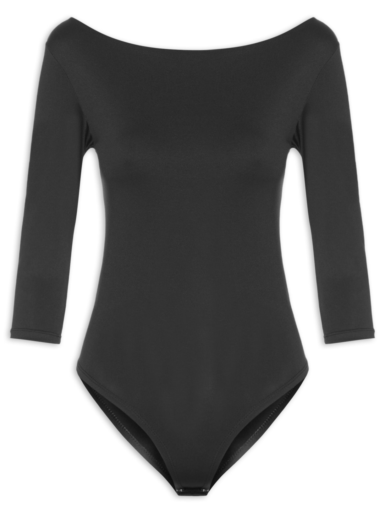 Body Feminino Decote Canoa Manga Três Quartos - Preto