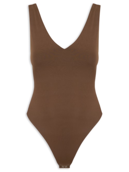 Body Feminino Decote em U – Marrom