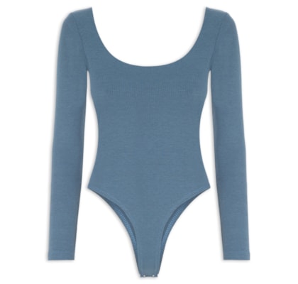 Body Feminino Decote Em U - Azul