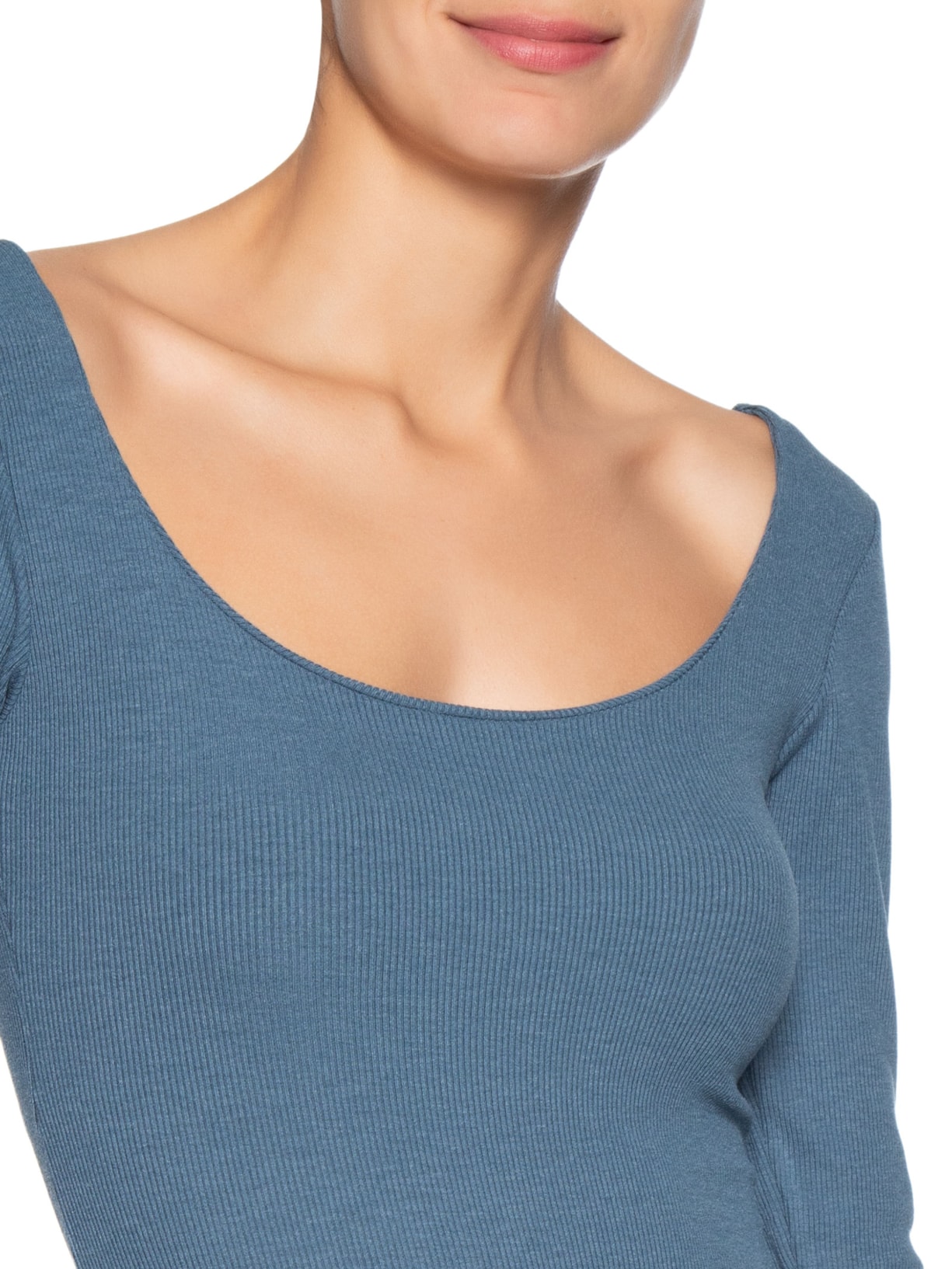 Body Feminino Decote Em U Azul Basiq