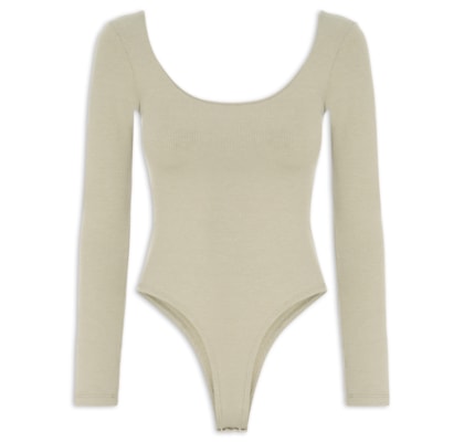 Body Feminino Decote Em U - Bege