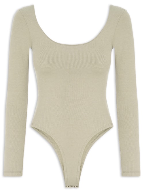 Body Feminino Decote Em U - Bege