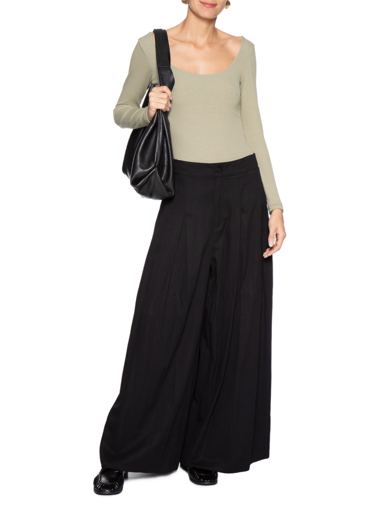 Body Feminino Decote Em U Bege Basiq