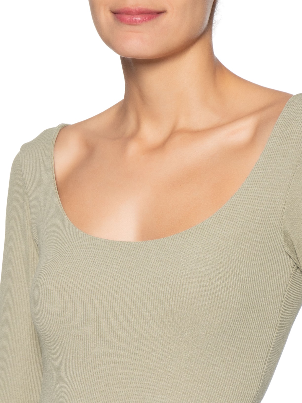 Body Feminino Decote Em U Bege Basiq