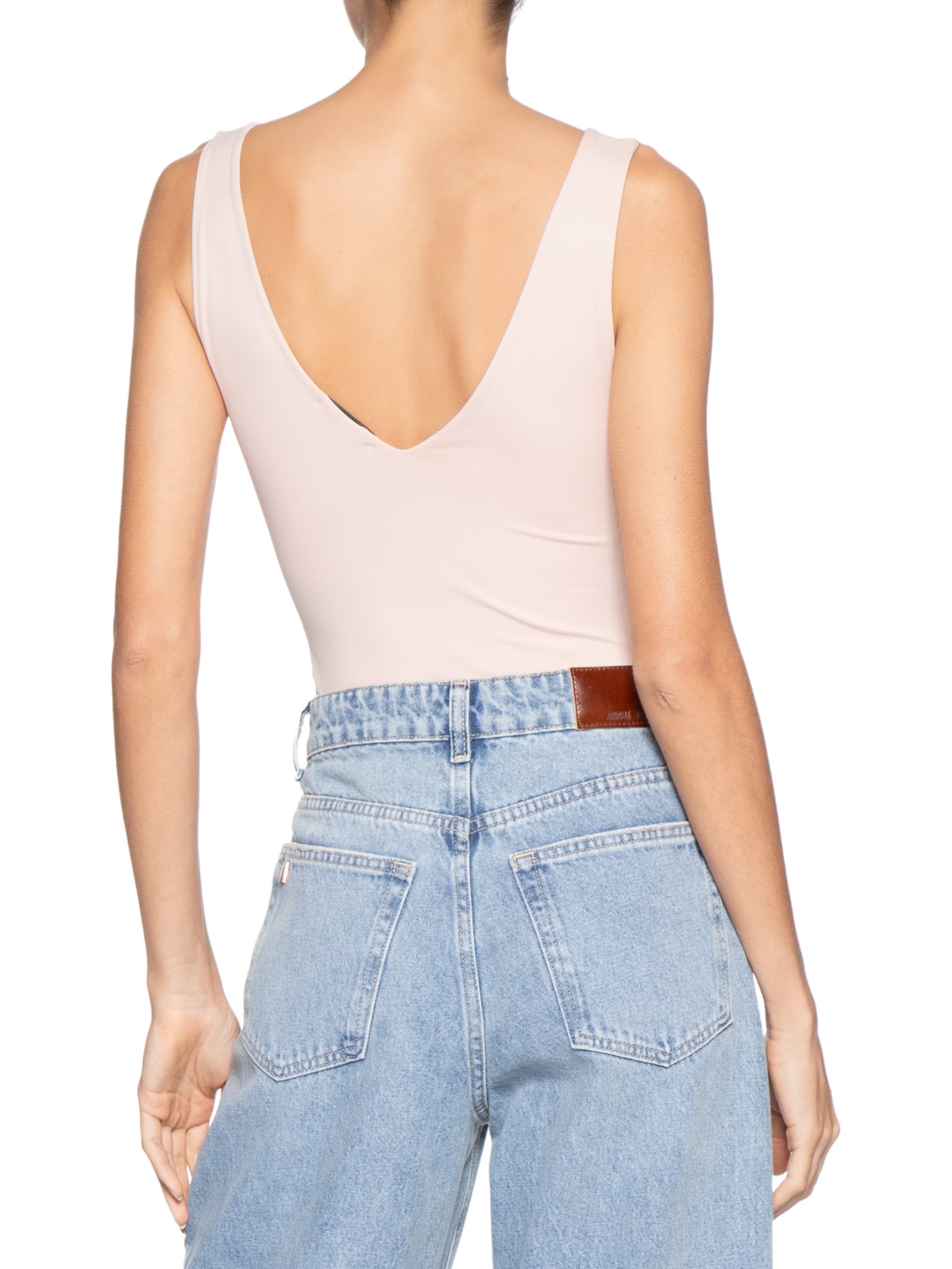 Body Feminino Decote em U Bege Basiq