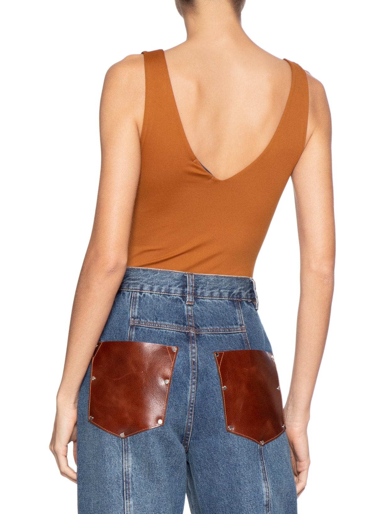 Body Feminino Decote em U Marrom Basiq