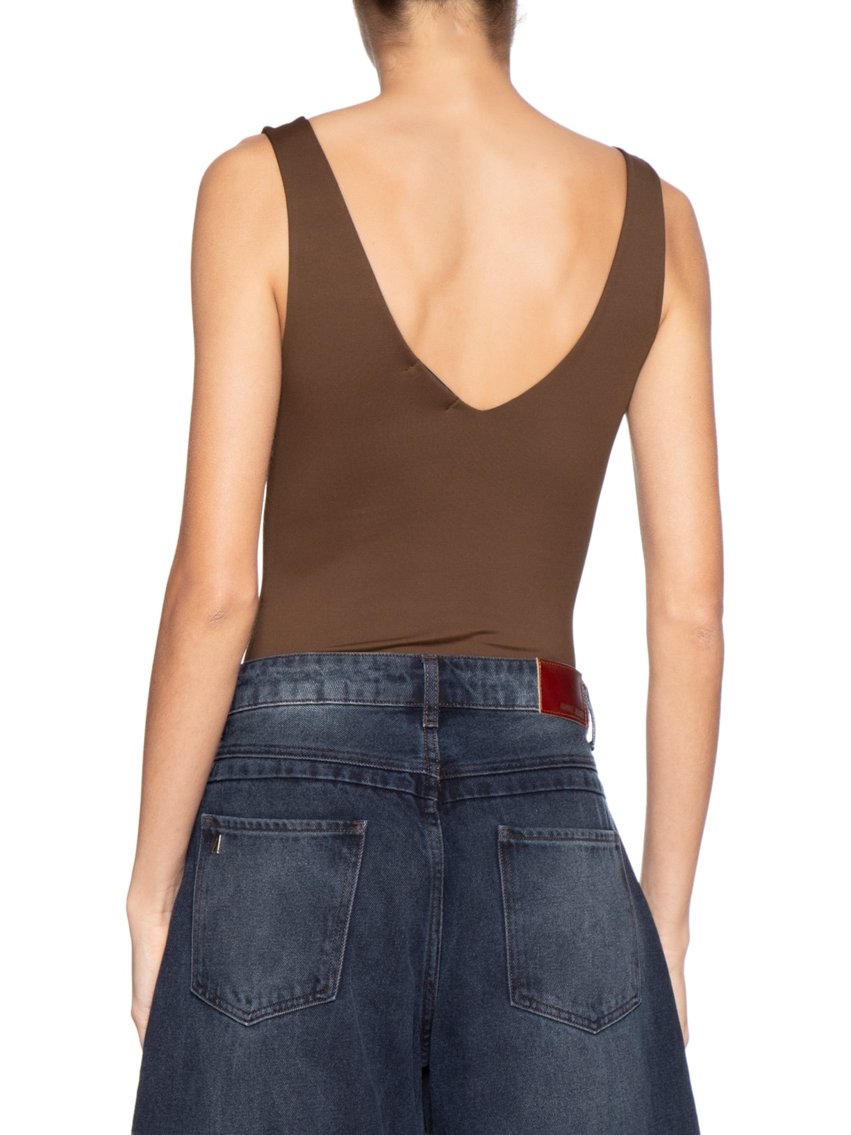 Body Feminino Decote em U Marrom Basiq