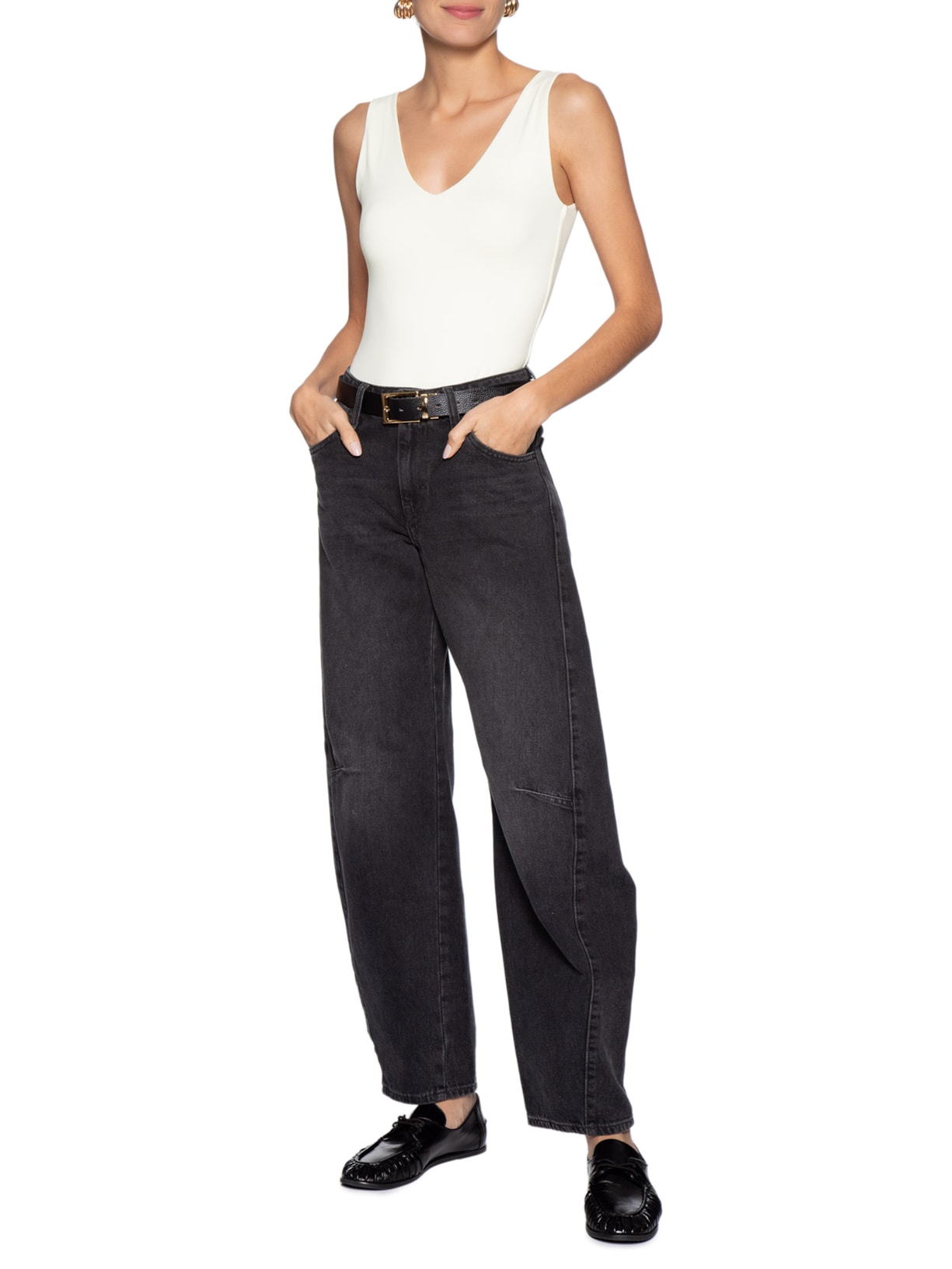Body Feminino Decote em U Off White Basiq