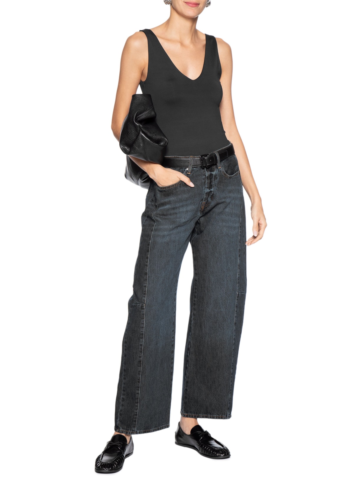 Body Feminino Decote em U Preto Basiq