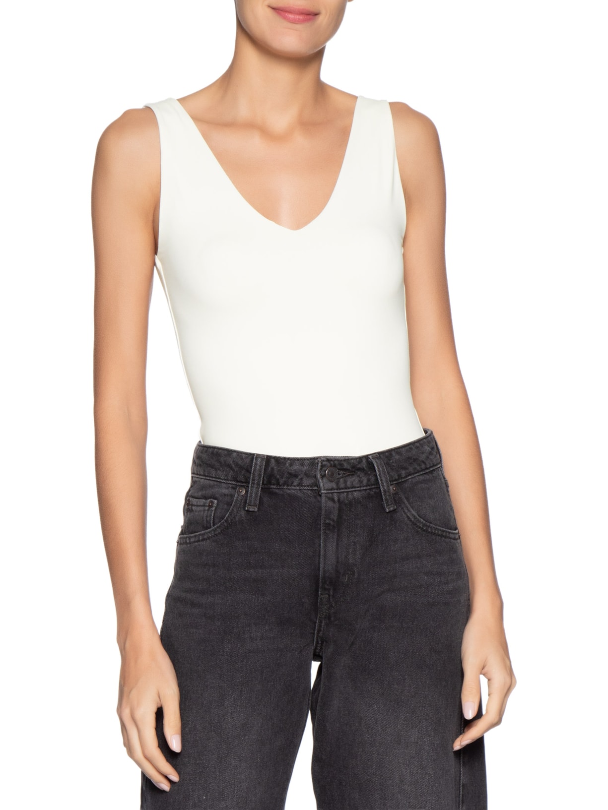 Body Feminino Decote em U – Off White Basiq