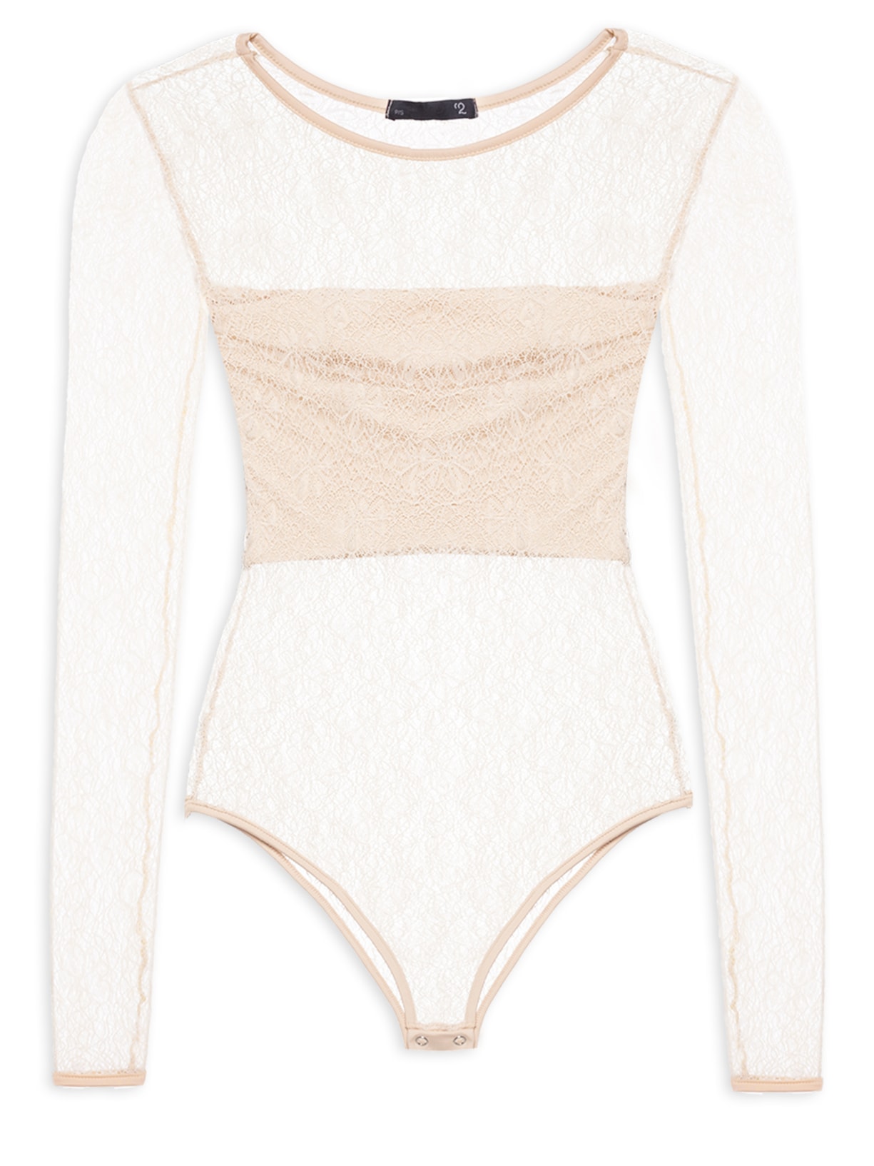 Body Feminino Decote Redondo Em Renda Bege '2Essential