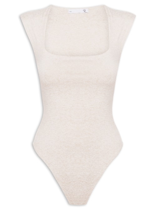 Body Feminino Decote Reto - Bege