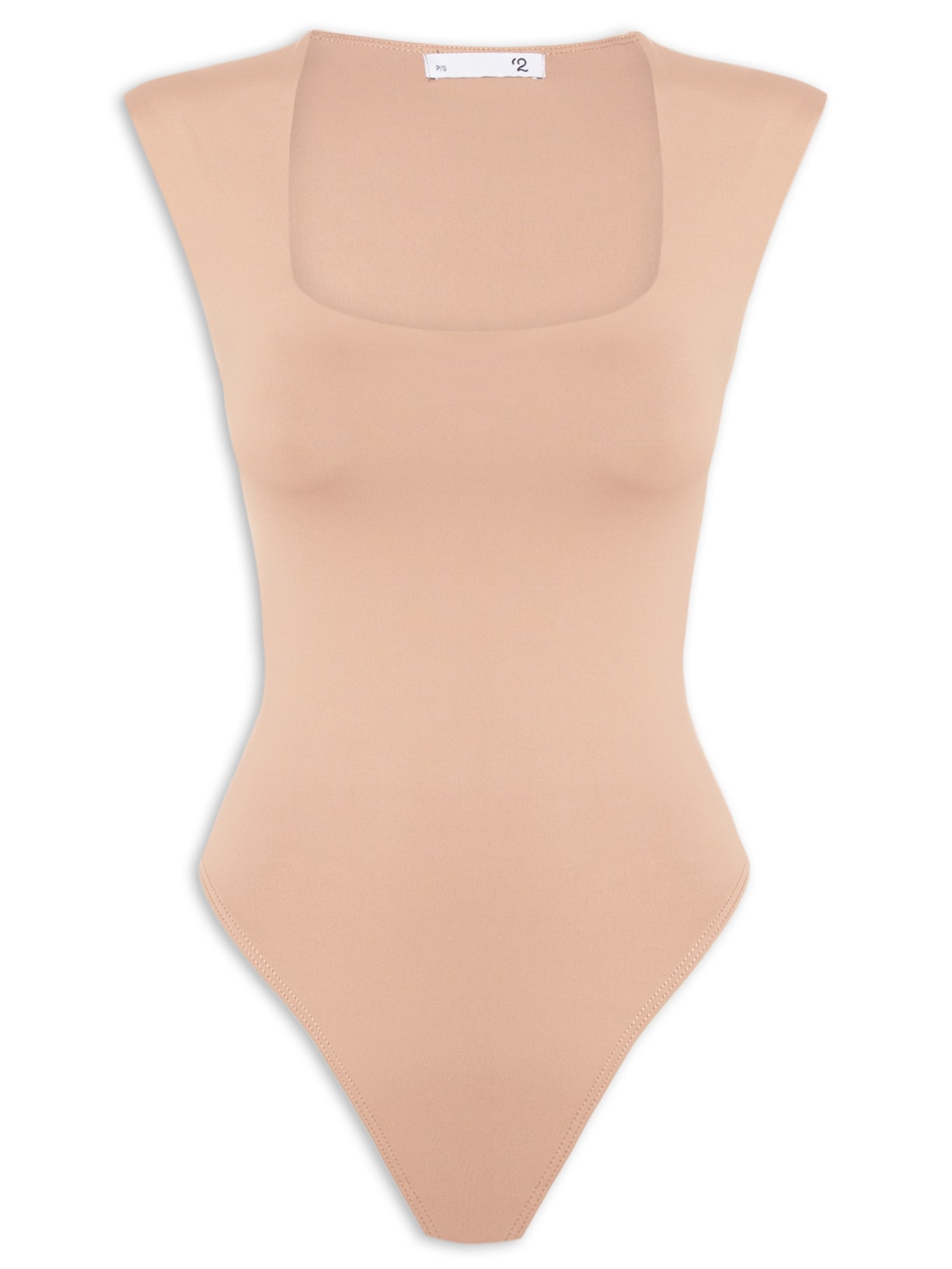 Body Feminino Decote Reto Bege '2Essential