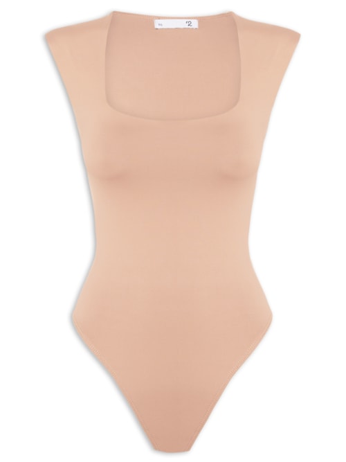 Body Feminino Decote Reto - Bege